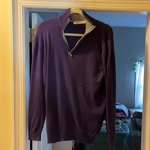 Old Navy Sweaters Old Navy Mens Purple Vneck Zipper Sweater